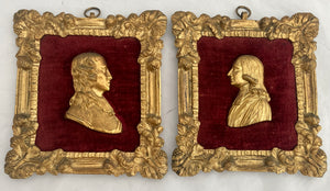 Pair of 19th Century Gilt Metal Portrait Plaques, Rev John Wesley & John Milton.