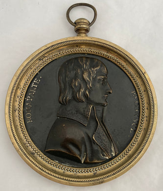 Early 19th Century Napoleon Bonaparte Premier Consul Patinated Bronze Relief Portrait Plaque.
