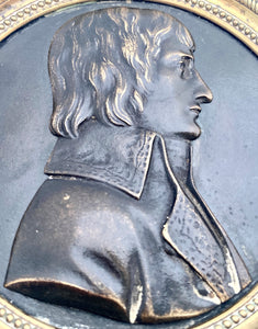 Early 19th Century Napoleon Bonaparte Premier Consul Patinated Bronze Relief Portrait Plaque.