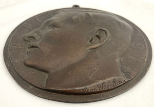 Bronze Relief Portrait Plaque of Albert I of Belgium. After Leon Vogelaar, circa 1915.
