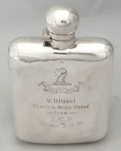 Lieutenant-Colonel Walter Dickens Daunt, Central India Horse, British Indian Army, Silver Hip Flask. 6.7 troy ounces.