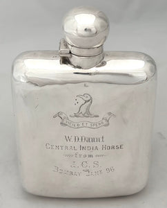 Lieutenant-Colonel Walter Dickens Daunt, Central India Horse, British Indian Army, Silver Hip Flask. 6.7 troy ounces.