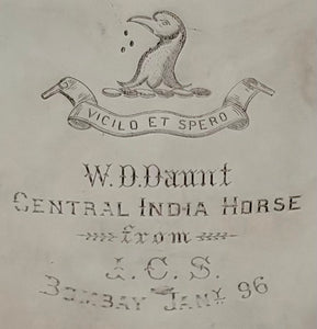 Lieutenant-Colonel Walter Dickens Daunt, Central India Horse, British Indian Army, Silver Hip Flask. 6.7 troy ounces.