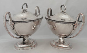 George III Pair of Old Sheffield Plate Sauce Tureens, circa 1790 - 1810.