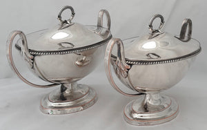 George III Pair of Old Sheffield Plate Sauce Tureens, circa 1790 - 1810.