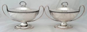 George III Pair of Old Sheffield Plate Sauce Tureens, circa 1790 - 1810.