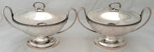 George III Pair of Old Sheffield Plate Sauce Tureens, circa 1790 - 1810.