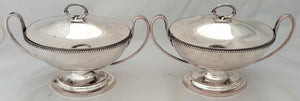 George III Pair of Old Sheffield Plate Sauce Tureens, circa 1790 - 1810.