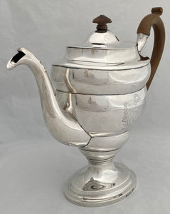 Georgian, George III, Silver Coffee Pot: Arms of Foster & Grazebrook. London 1801 Charles Aldridge. 34.6 troy ounces.