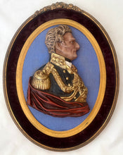 Arthur Wellesley, 1st Duke of Wellington, 19th Century Polychrome Portrait Bust Within an Oval Gilt Frame.
