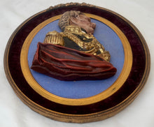 Arthur Wellesley, 1st Duke of Wellington, 19th Century Polychrome Portrait Bust Within an Oval Gilt Frame.
