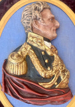 Arthur Wellesley, 1st Duke of Wellington, 19th Century Polychrome Portrait Bust Within an Oval Gilt Frame.