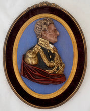 Arthur Wellesley, 1st Duke of Wellington, 19th Century Polychrome Portrait Bust Within an Oval Gilt Frame.