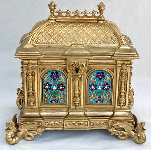 Late 19th Century French Gilt Brass and Enamel Domed Casket. Circa 1870 - 1900.