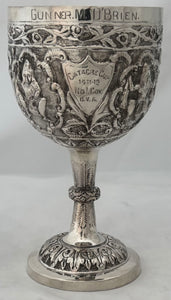 Bombay Volunteer Artillery, British Indian Army, Silver Goblet. 3.3 troy ounces.