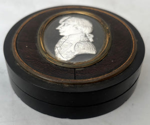 Vice Admiral Lord Horatio Nelson Early 19th Century Glass Paste Portrait Profile Table Snuff Box.