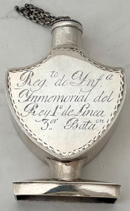 Spanish King's Immemorial Infantry Regiment No.1, 3rd Battalion, Silver Scent Bottle, circa 1810.