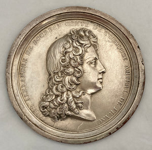 Louis Alexandre de Bourbon Uniface Silvered Relief Medallion: 'Count of Tolouse, Admiral of France'