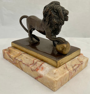 Bronze Lion of Waterloo Raised on a Marble Plinth.