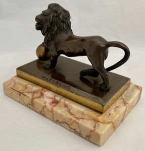 Bronze Lion of Waterloo Raised on a Marble Plinth.
