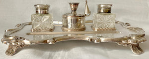 Large Silver Plated, Georgian Style, Inkstand.