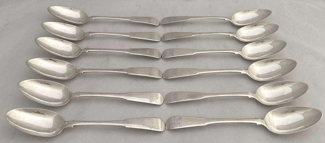 Georgian, George III, Twelve Scottish Silver Dessert Spoons. Edinburgh 1813 Alexander Henderson. 13 troy ounces.