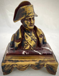 Napoleon Bonaparte Gilt Metal Bust Raised on an Ornate Base.