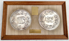 Framed White Metal Cliches of The Waterloo Medal, after Benedetto Pistrucci.
