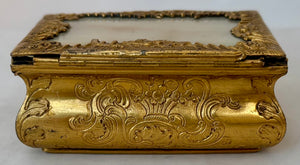 Ornate Gilt Metal & Mother of Pearl Table Snuff Box, Circa 1840.
