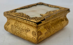 Ornate Gilt Metal & Mother of Pearl Table Snuff Box, Circa 1840.