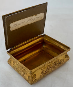 Ornate Gilt Metal & Mother of Pearl Table Snuff Box, Circa 1840.
