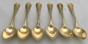 Six Early 19th Century French Silver Gilt Dessert Spoons. Cincinnatus Lorillon of Paris. 11.5 troy ounces.