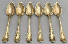 Six Early 19th Century French Silver Gilt Dessert Spoons. Cincinnatus Lorillon of Paris. 11.5 troy ounces.