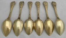 Six Early 19th Century French Silver Gilt Dessert Spoons. Cincinnatus Lorillon of Paris. 11.5 troy ounces.