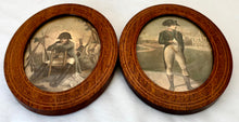 Napoleon Bonaparte, Pair of Oval Boxwood Strung Mahogany Framed Engravings. After Isabey & Philippoteaux.
