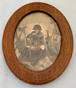 Napoleon Bonaparte, Pair of Oval Boxwood Strung Mahogany Framed Engravings. After Isabey & Philippoteaux.