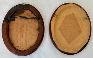 Napoleon Bonaparte, Pair of Oval Boxwood Strung Mahogany Framed Engravings. After Isabey & Philippoteaux.