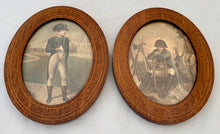 Napoleon Bonaparte, Pair of Oval Boxwood Strung Mahogany Framed Engravings. After Isabey & Philippoteaux.