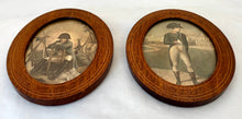 Napoleon Bonaparte, Pair of Oval Boxwood Strung Mahogany Framed Engravings. After Isabey & Philippoteaux.