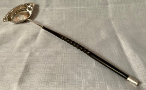 19th Century Silver Plate on Copper Toddy Ladle, inset George II 1757 Silver Sixpence.