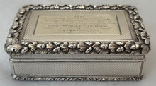 Lieutenant William Greet, Royal Navy, Silver Table Snuff Box. London 1845 Edward Edwards. 8.7 troy ounces.
