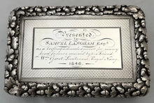 Lieutenant William Greet, Royal Navy, Silver Table Snuff Box. London 1845 Edward Edwards. 8.7 troy ounces.