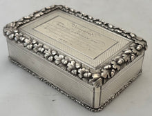 Lieutenant William Greet, Royal Navy, Silver Table Snuff Box. London 1845 Edward Edwards. 8.7 troy ounces.