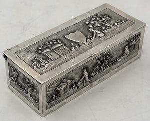 Indian Lucknow Village Pattern Silver Box, circa 1890 - 1910. 4.1 troy ounces.