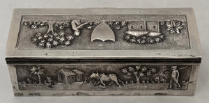 Indian Lucknow Village Pattern Silver Box, circa 1890 - 1910. 4.1 troy ounces.