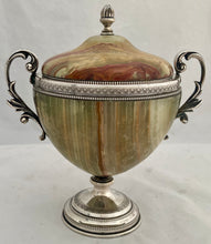 First Half 20th Century Silver Plated Green Onyx Urn & Cover.