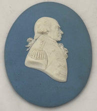 Admiral Lord Richard Howe, 1st Earl Howe, Wedgwood Blue Jasperware Portrait Profile Medallion.