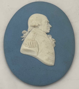 Admiral Lord Richard Howe, 1st Earl Howe, Wedgwood Blue Jasperware Portrait Profile Medallion.