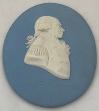 Admiral Lord Richard Howe, 1st Earl Howe, Wedgwood Blue Jasperware Portrait Profile Medallion.