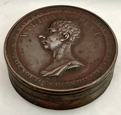 1806 Death of William Pitt Bronze Medal Snuff Box by P. Wyon.